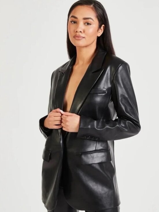 Because Of Alice Jackets & Blazers - Because Of Alice — Leather Blazer Dress With Belt